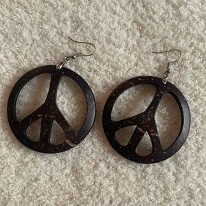 Wood 2" Peace Earrings 🕊️